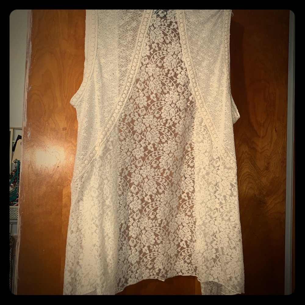 Cream lace vest Large